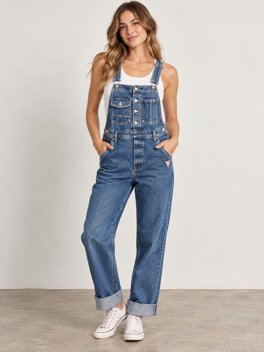 Guess Women's Classic Blue Denim Overalls